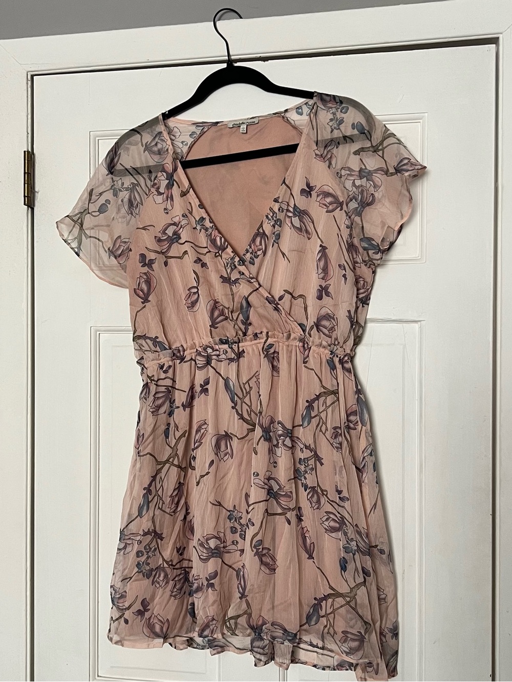 Charlotte Russe Pale Pink Floral Wrap Mini Dress